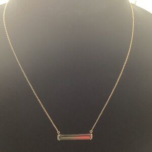 Delicate Gold Bar Necklace with Pink Accent